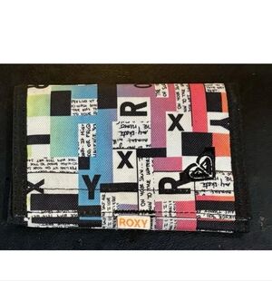 Roxy Patchwork Logo Wallet - Black, Pink, Blue, Green, Orange